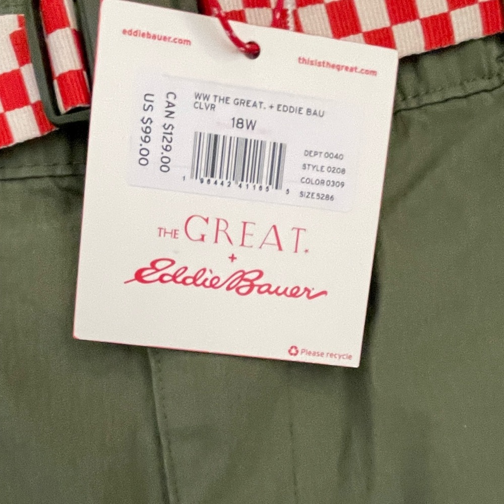 The Great + Eddie Bauer The Hiking Shorts - Clover - Women’s Size 18W - New - Picture 5 of 7